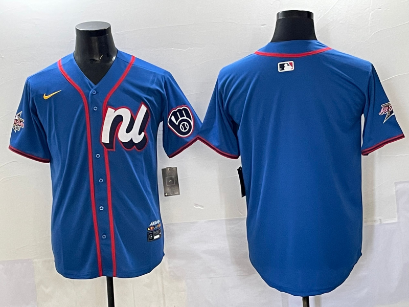 Men 2025 Milwaukee Brewers blank blue Nike MLB All Star Jersey style 2